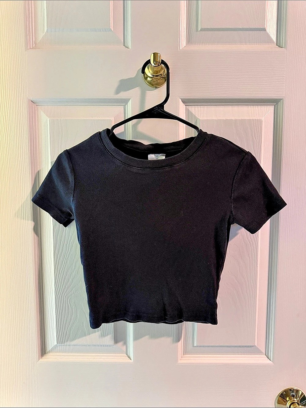 Ribbed Cotton Tee in Black Size Small Like New